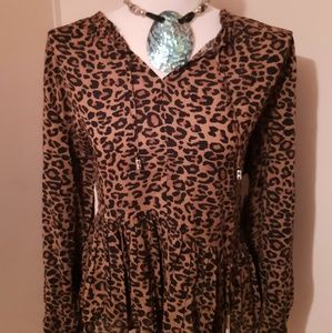 NWT Women's leopard print peasant blouse SIZE XXL (20)